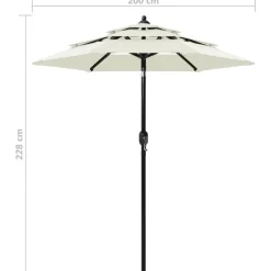 vidaXL parasol 2 m aluminiumsstang 3 niveauer sandfarvet