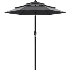 vidaXL parasol 2 m aluminiumsstang 3 niveauer antracitgrå