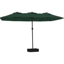 vidaXL parasol med dobbelt parasoldug og LED-lys 449x265 cm grøn
