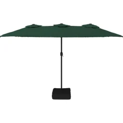 vidaXL parasol med dobbelt parasoldug og LED-lys 449x265 cm grøn