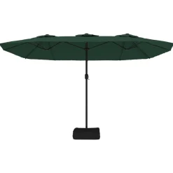 vidaXL parasol med dobbelt parasoldug og LED-lys 449x265 cm grøn