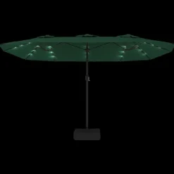 vidaXL parasol med dobbelt parasoldug og LED-lys 449x265 cm grøn