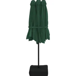 vidaXL parasol med dobbelt parasoldug og LED-lys 449x265 cm grøn