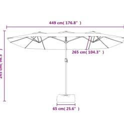 vidaXL parasol med dobbelt parasoldug og LED-lys 449x265 cm grøn