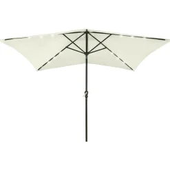 vidaXL parasol med LED-lys og stålstang 2x3 m sandfarvet