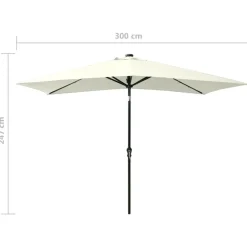 vidaXL parasol med LED-lys og stålstang 2x3 m sandfarvet