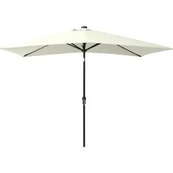 vidaXL parasol med LED-lys og stålstang 2x3 m sandfarvet