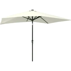 vidaXL parasol med LED-lys og stålstang 2x3 m sandfarvet