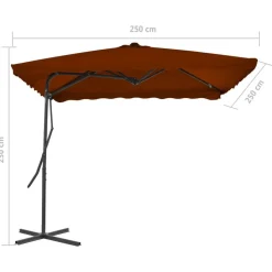 vidaXL parasol med stålstang 250x250x230 cm terrakottafarvet