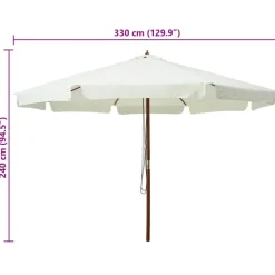 vidaXL parasol med træstang 330 cm sandhvid