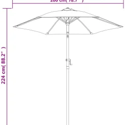 vidaXL parasol 200x224 cm aluminium antrcitgrå