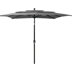 vidaXL parasol 2,5x2,5 m aluminiumsstang 3 niveauer antracitgrå