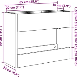 vidaXL Parasolfod Beton Grå 65 x 24 x 50 cm Konstrueret træ
