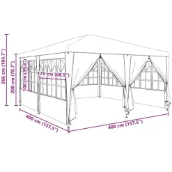 vidaXL Party Tent Antracit 400 x 400 x 266 cm Polyethylen