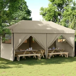 vidaXL Party Tent Gråbrun 292 x 580 x 315 cm Oxford stof