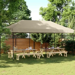 vidaXL Party Tent Gråbrun 292 x 580 x 315 cm Oxford stof