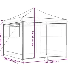 vidaXL Party Tent Gråbrun 292 x 292 x 315 cm Oxford stof