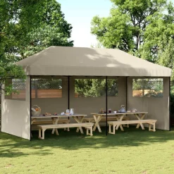 vidaXL Party Tent Gråbrun 292 x 580 x 315 cm Oxford stof