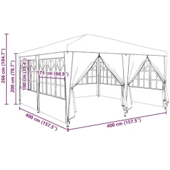 vidaXL Party Tent Grøn 400 x 400 x 266 cm Polyethylen