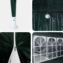 vidaXL Party Tent Grøn 400 x 400 x 266 cm Polyethylen