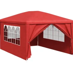 vidaXL Partytelt med væg Rød 400 x 300 x 255 cm Polyethylen og stål