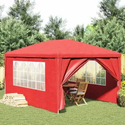 vidaXL Partytelt med væg Rød 400 x 300 x 255 cm Polyethylen og stål