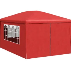 vidaXL Partytelt med væg Rød 400 x 300 x 255 cm Polyethylen og stål