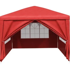 vidaXL Partytelt med væg Rød 400 x 300 x 255 cm Polyethylen og stål