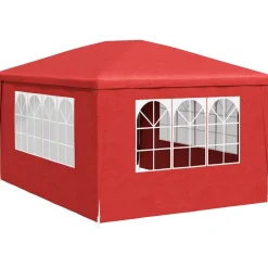 vidaXL Partytelt med væg Rød 400 x 300 x 255 cm Polyethylen og stål
