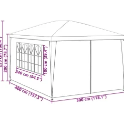 vidaXL Partytelt med væg Rød 400 x 300 x 255 cm Polyethylen og stål