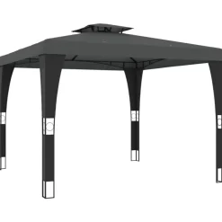vidaXL pavillon med dobbelt tag 2,98x2,98 m stål antracitgrå