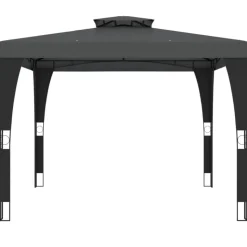 vidaXL pavillon med dobbelt tag 2,98x2,98 m stål antracitgrå