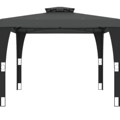 vidaXL pavillon med dobbelt tag 2,98x2,98 m stål antracitgrå