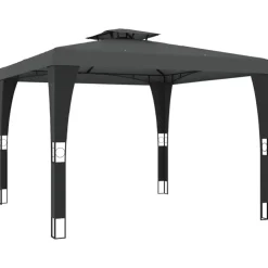 vidaXL pavillon med dobbelt tag 2,98x2,98 m stål antracitgrå