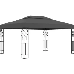 vidaXL pavillon med dobbelt tag og LED-lyskæder 3x4 m antracitgrå