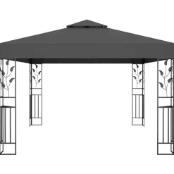 vidaXL pavillon med dobbelt tag og LED-lyskæder 3x4 m antracitgrå