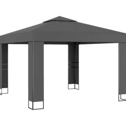 vidaXL pavillon med dobbelttag 3x3 m antracitgrå