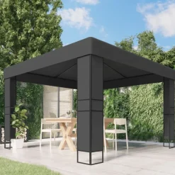 vidaXL pavillon med dobbelttag 3x3 m antracitgrå