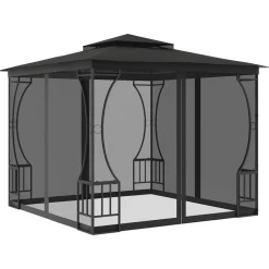 vidaXL pavillon med net 300x300x265 cm antracitgrå
