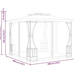 vidaXL pavillon med net 300x300x265 cm antracitgrå