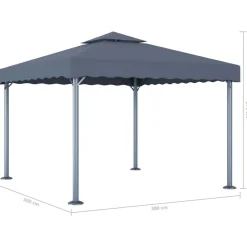 vidaXL pavillon 300x300 cm aluminium antracitgrå