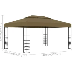 vidaXL pavillon 3x4 m 180 g/m² gråbrun