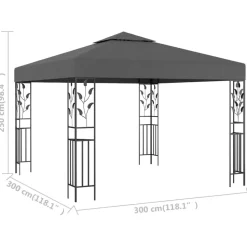 vidaXL pavillon 3x3 m antracitgrå