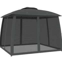 vidaXL pavillon 2,93x2,93 m dobbelt tag + meshvægge stål antracitgrå