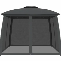 vidaXL pavillon 2,93x2,93 m dobbelt tag + meshvægge stål antracitgrå