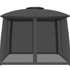 vidaXL pavillon 2,93x2,93 m dobbelt tag + meshvægge stål antracitgrå