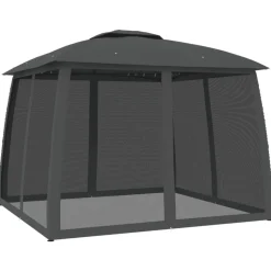 vidaXL pavillon 2,93x2,93 m dobbelt tag + meshvægge stål antracitgrå