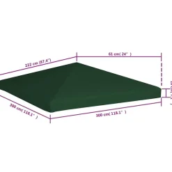 vidaXL pavillontopdække 310 g/m² 3 x 3 m grøn