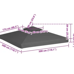 vidaXL pavillontopdække i 2 lag 3x3 m 310 g/m² gråbrun