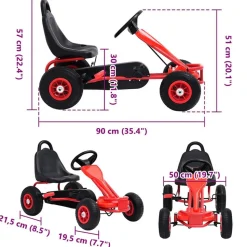 vidaXL pedal-gokart med luftdæk rød